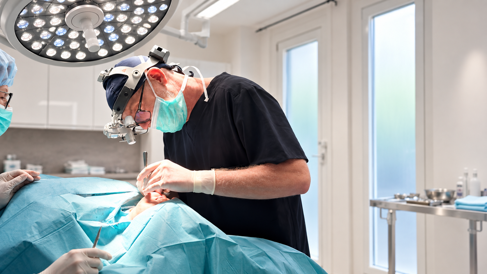 Dr. Járai Tamás fej-nyaksebész ambuláns állív-, toka- és nyakkorrekció közben